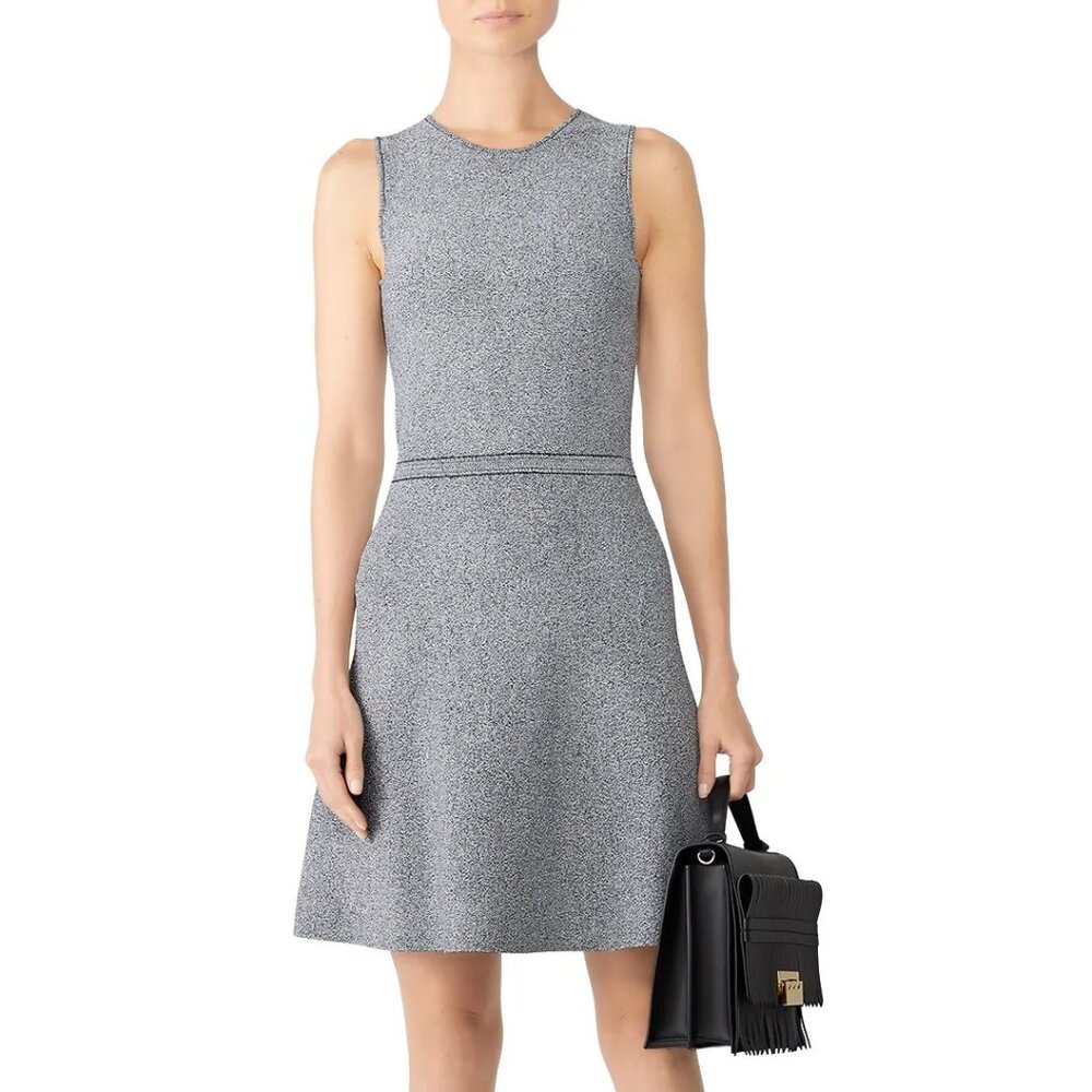Theory Marl Flare Glossed Gray Sleeveless Stretch Knit - Size UK: P / US: XS